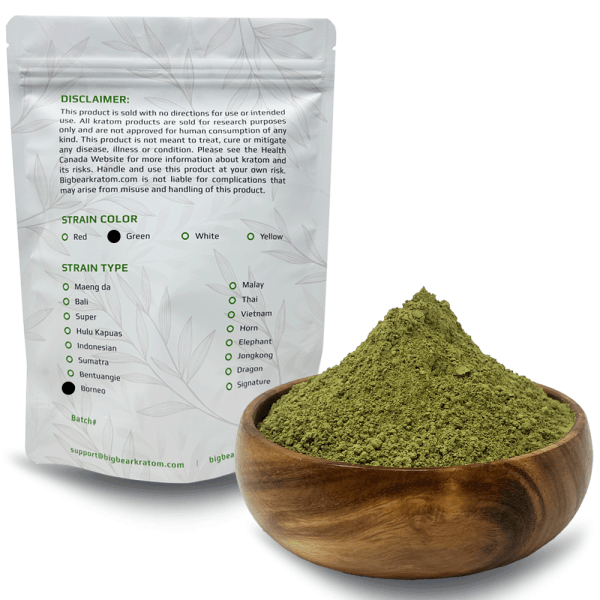 Big Bear Kratom Green Vein Borneo Bag Information