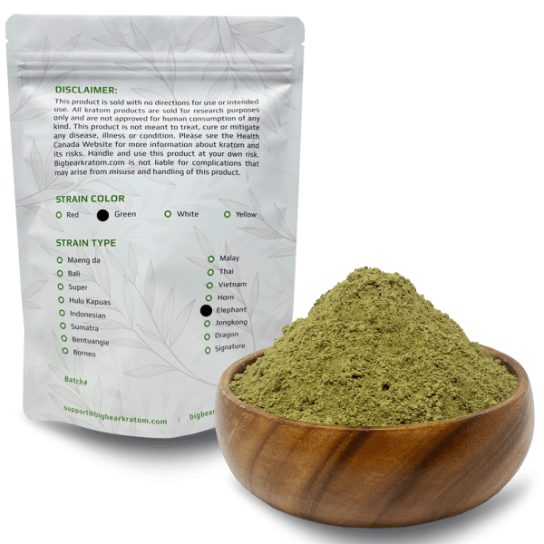 Big Bear Kratom Green Elephant Bag Information