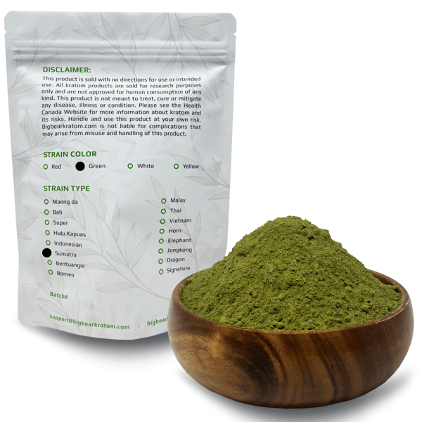 Big Bear Kratom Green Vein Sumatra Bag Information