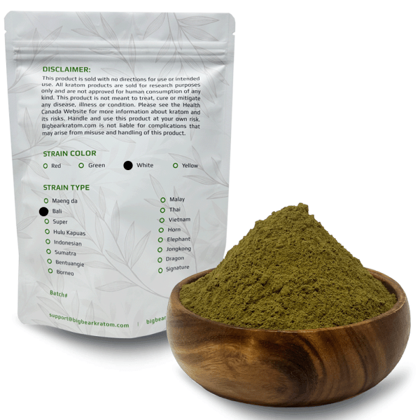 Big Bear Kratom White Vein Bali Bag Information