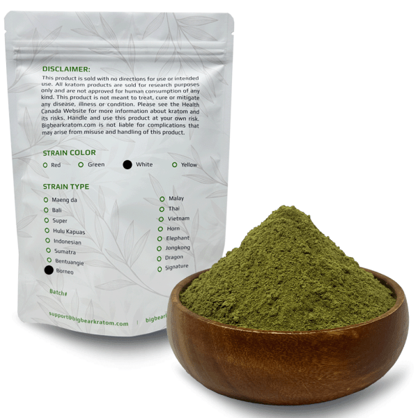 Big Bear Kratom White Vein Borneo Bag Information