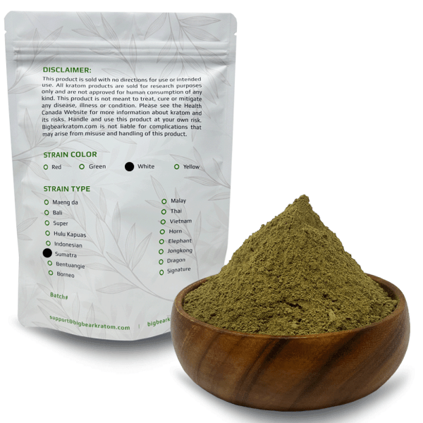 Big Bear Kratom White Vein Sumatra Bag Information